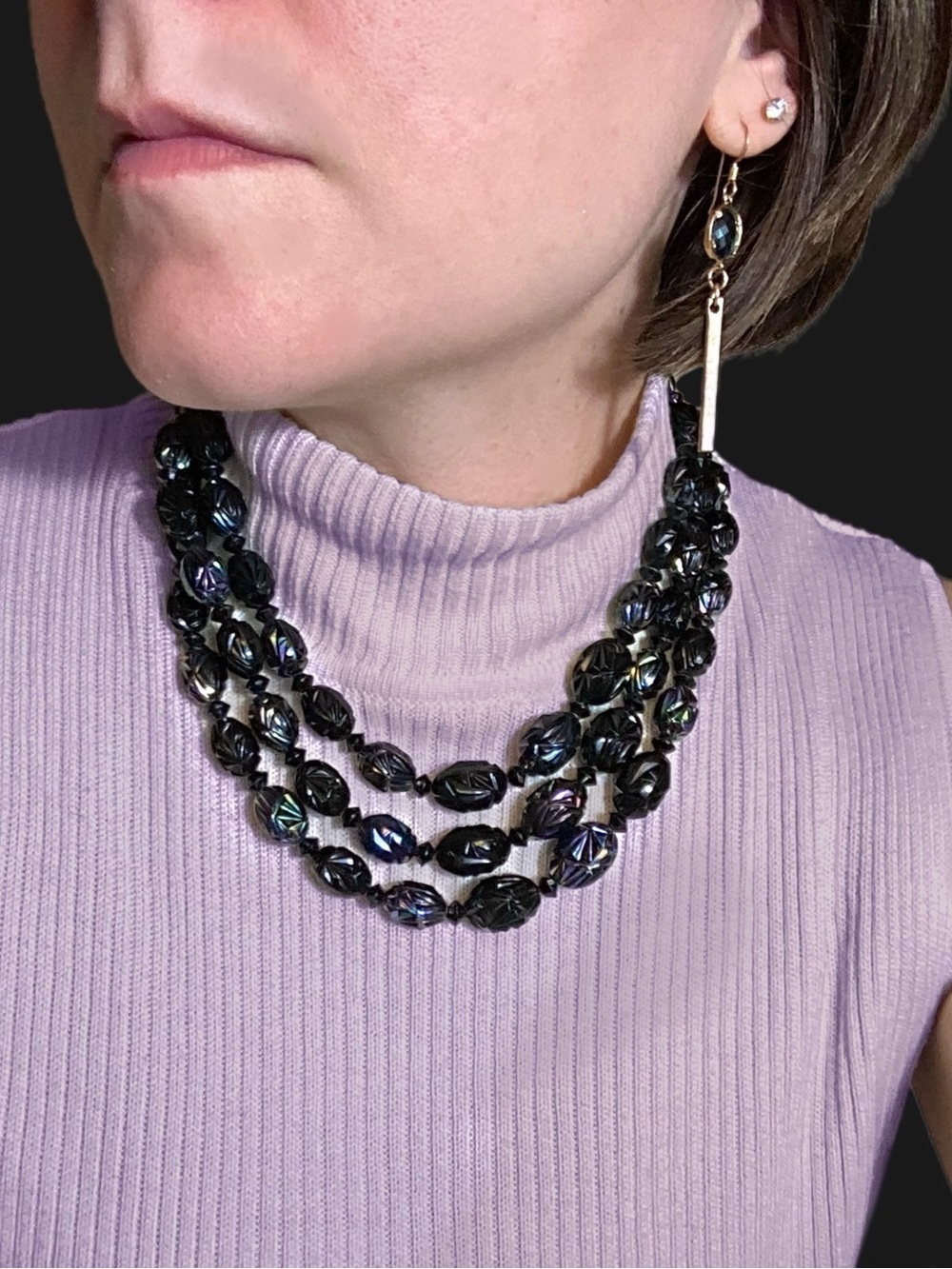 1950s Vtg Austria Made AB Lucite Statement Necklace - Picture 5 of 11